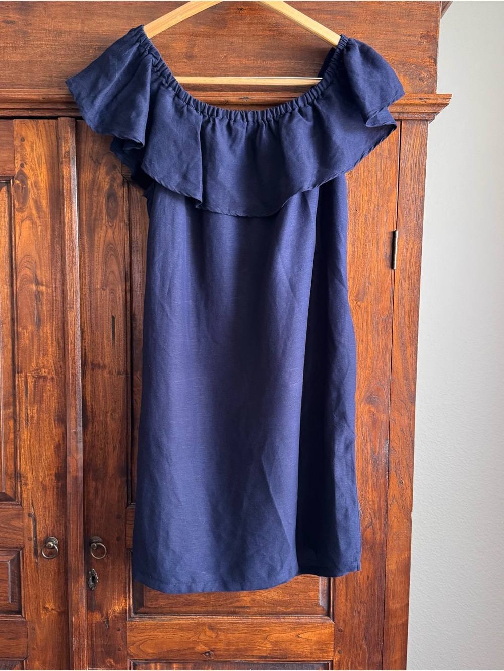 Tommy Bahama St. Lucia Linen Blend Off the Shoulder Coverup Dress Navy Blue